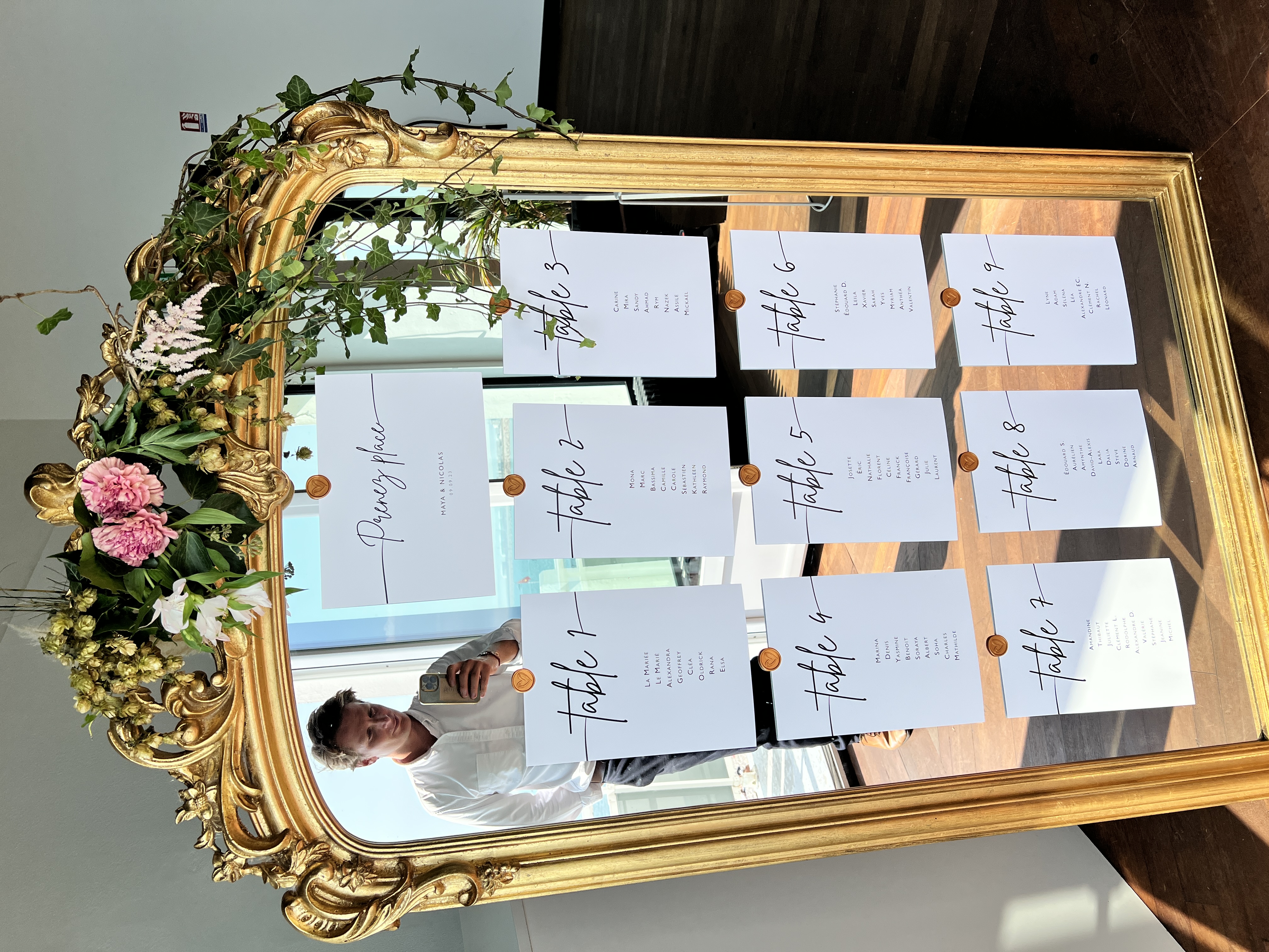 Miroir doré déco mariage
